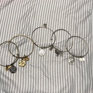 Alex and Ani bracelets 2 gold 3 silver